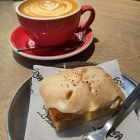 Lemon Cake and Dirty Chai at Café Área in Santiago