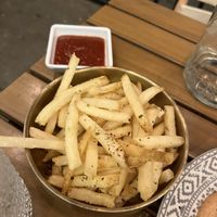 Fries (what I used to dip because all their breads are unsafe)  at Ash'Kara in Denver