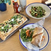 Truffle pizza, rove salad and meatball sub  at The Daily - Rove City Walk  in Dubai