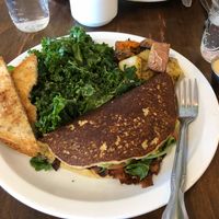 BLT Omelet with side of cashew cheese sauce. Delicious! at From Seed to Sprout in Avon By The Sea