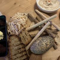 Hummus and bread   at Azzurro in Rhodes