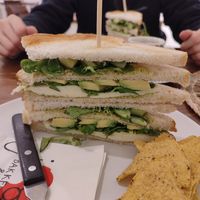 Sandwich but Im not sure if the mozzarella and pesto is really vegan at Bakker Joost - Borger in Borger