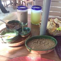 Dip from Yucatan and free salsas and tacos  at Yerbabuena del Sisal in Valladolid
