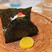 red pickled ginger onigiri at Nigirimeshi Ginka in Morioka