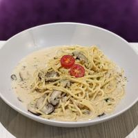 Vegan Creamy Mushroom Spaghetti at 5Green Blossom 五葉幸福館 in Northeast Singapore