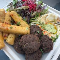 Falafel platter at Chickpea Food Truck in Vancouver