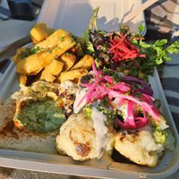 Roasted Cauliflower Platter at Chickpea Food Truck in Vancouver