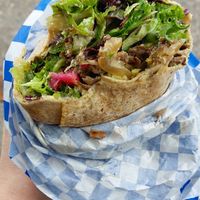 Middle of chickebab wrap at Chickpea Food Truck in Vancouver
