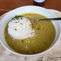 Lentil dal with rice is 10€  at Munich Soup Kitchen in Munich