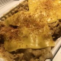 Mac n cheese with congealed cheese slices on top  at The Happy Hooligans in San Jose