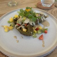 Oat chia matcha waffles  at Yeotown - Queen's Gardens in West London