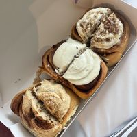 Coffee, plain vanilla icing and caramel pecan   at Have A Roll  in Amsterdam