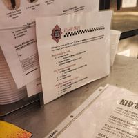 Vegan menu by register at Velvet Taco in Grapevine