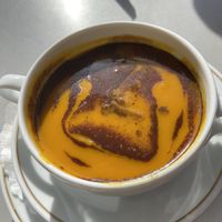 Pumpkin sweet potato soup; tasty  at Café Landtmann in Vienna