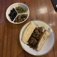 Olives, oyster shroom ‘herring'  at Prosta Pasta Fresca in Krakow