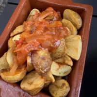 Potatoes with red saucee  at Casa Portuguesa in Leverkusen