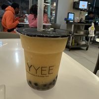 Lychee, passion fruit freeze with boba  at Joy Yee in Chicago