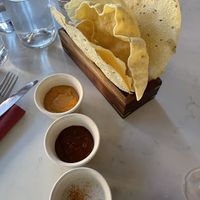 Assorted Papa & Chutney Sampler. Cumin Rita is not vegan  at Rooh Columbus in Columbus