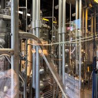 Brewery is visible from outside and inside the restaurant   at Spring Valley Brewery in Tokyo