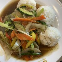 boiled rice with veggies  at Anan Bistro in Bratislava