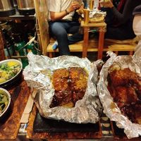 The vegan okonomyaki with topping !   at Izakaya Fuwatoro - Umeda Okonomiyaki in Osaka