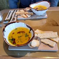 Vegan soep uit het 3 gangen lunch menu at Strøming in Etten-leur