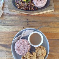 Vegan chicken and rice & Sisig at Veganize Bohol in Tagbilaran