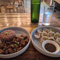 Adobo and dumplings at Veganize Bohol in Tagbilaran