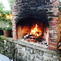 Fire Place on Patio at Vienna Restaurant and Historic Inn in Southbridge