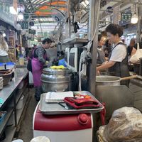The stall we ate at - busy but no line   at Kwangjang Market in Seoul
