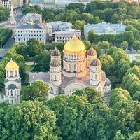 View of the cathedral from the bar   at Skyline Bar - Radisson Blu in Riga