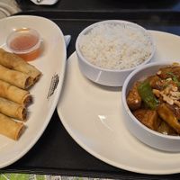 Vegetable spring rolls and Tofu Gung Pao at The Dragon Stall in Valletta