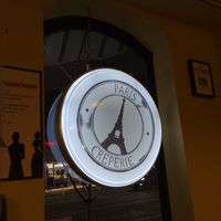 The window at Paris Creperie in Brookline