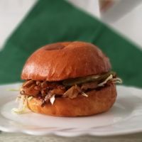 Pulled mushrooms burger. This image does NOT do it justice. at BEKIND. in Zagreb