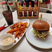 Sweet potato fries with bacon baconaise YUM at BEKIND. in Zagreb