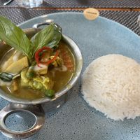 Vegetable green curry and jasmine rice   at Giggling Squid - Wimbledon in South West London