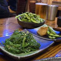 Seaweed salad and edamame at The Kazoku in Longmont
