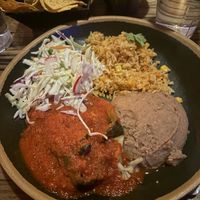 Chile relleno mild salsa and chips  at Casa Bonita in Lakewood