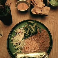 Vegan Corn Rajas with Guacamole, salsa, and chips. at Casa Bonita in Lakewood