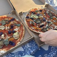 Pizza on the beach!  at Foc Focacceria in Sitges