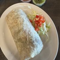 The vegan burrito. It had white rice, soy meat, and bell peppers.  at De Leon's Tex Mex Grill in Coeur D Alene