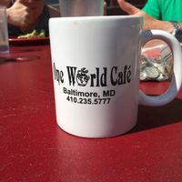 Big cup of espresso  at One World Cafe in Baltimore