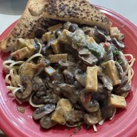 Nightly special: tofu stroganoff with mushrooms and leeks   at One World Cafe in Baltimore