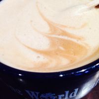 Almond milk latte!! at One World Cafe in Baltimore