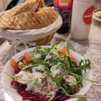 Salat und vegan ayran drink at doen doen® kebap in Berlin