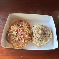 Mini ham and pineapple pizzas (such good snacks!) and the cheesymite scroll (this was melt-in-your-mouth divine)  at Made with Love Bakery in Southport