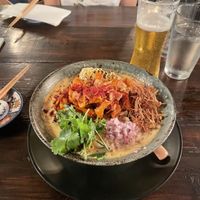 Vegan Spicy Garlic Knockout, broth was off the chain good (my non-vegan fiance ordered the non-vegan version and said the vegan broth tasted exactly the same)  at Mensho in Oakland