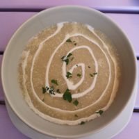 Creamy cauliflower soup at Artha in Porec