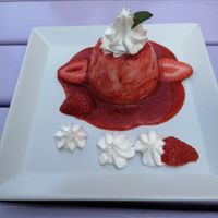 Panna cotta with strawberries  at Artha in Porec