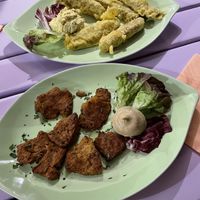 Tempeh tempura fried and soy medaillons at Artha in Porec